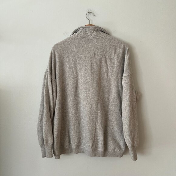 Aerie Getaway Quarter Snap Oversized Pullover Sweatshirt Gray Women's Size Small - Picture 8 of 10